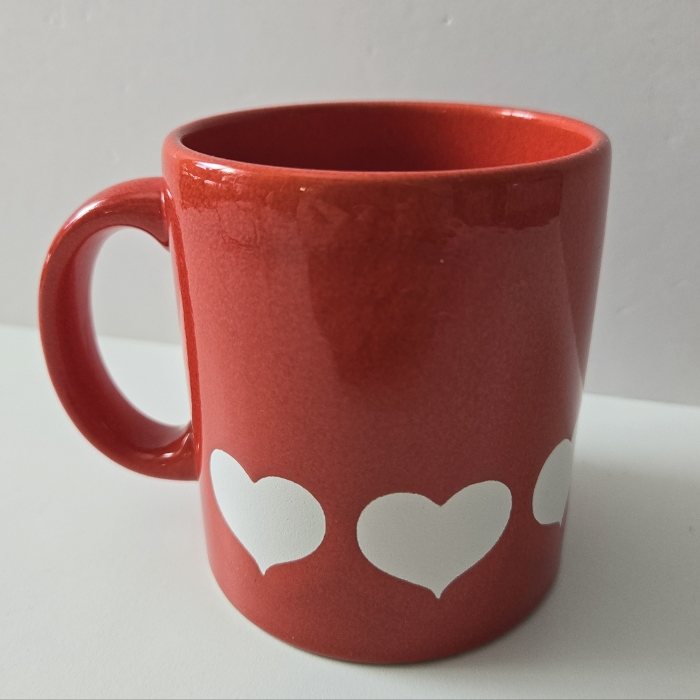 Vintage Waechtersbach Heart Coffee Mug Tea Cup Red White Valentine West Germany
